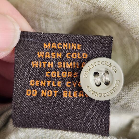 Comstock Co Mens SM 100% Linen Shirt Natural Beige Long Sleeve Button Down EUC - Picture 16 of 16